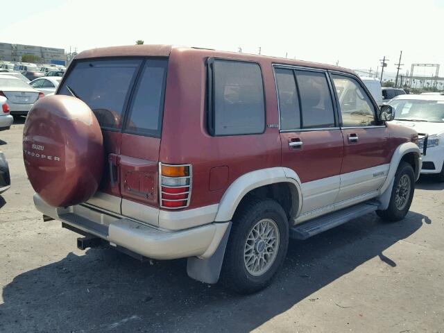 JACDJ58VXV7903023 - 1997 ISUZU TROOPER S BURGUNDY photo 4