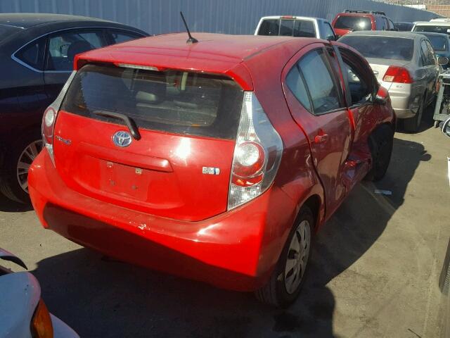 JTDKDTB36E1059996 - 2014 TOYOTA PRIUS C RED photo 4