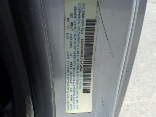 3VWCM31Y54M335262 - 2004 VOLKSWAGEN NEW BEETLE ვერცხლისფერი ფოტო 10