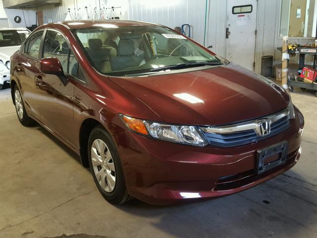 19XFB2F52CE072722 - 2012 HONDA CIVIC BURGUNDY photo 1