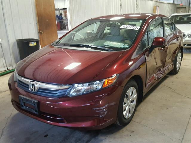 19XFB2F52CE072722 - 2012 HONDA CIVIC BURGUNDY photo 2