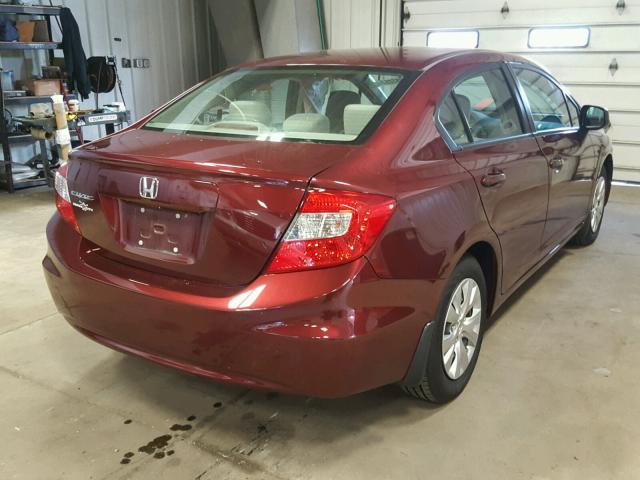 19XFB2F52CE072722 - 2012 HONDA CIVIC BURGUNDY photo 4