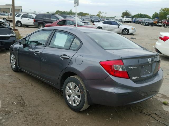 19XFB2F5XCE092037 - 2012 HONDA CIVIC LX GRAY photo 3