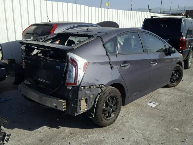 JTDKN3DU4D1685242 - 2013 TOYOTA PRIUS GRAY photo 4