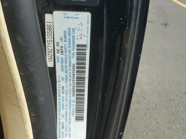 3VWDD21C9YM470091 - 2000 VOLKSWAGEN NEW BEETLE 黑色 照片 10