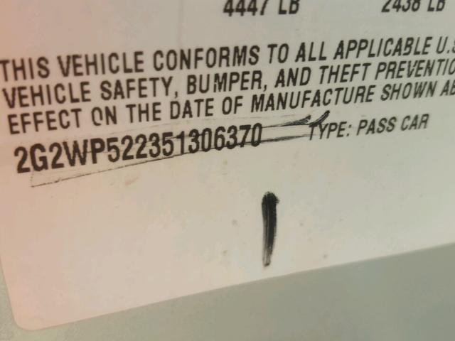 2G2WP522351306370 - 2005 PONTIAC GRAND PRIX SILVER photo 10