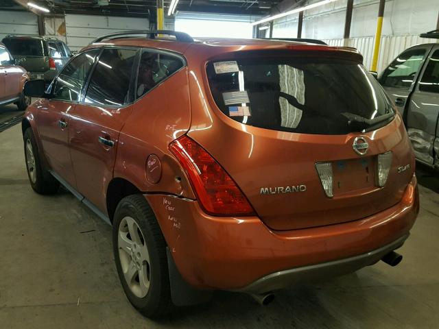 JN8AZ08W84W318913 - 2004 NISSAN MURANO SL ORANGE photo 3