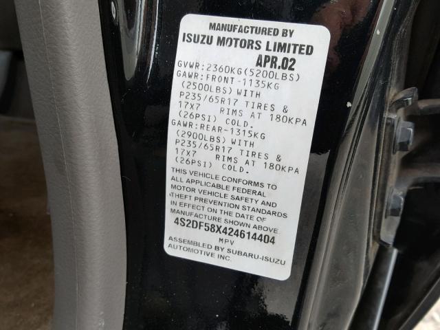 4S2DF58X424614404 - 2002 ISUZU AXIOM XS Qara foto 10