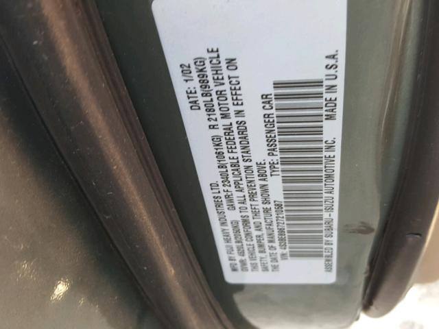 4S3BE896727210587 - 2002 SUBARU LEGACY OUT TWO TONE photo 10