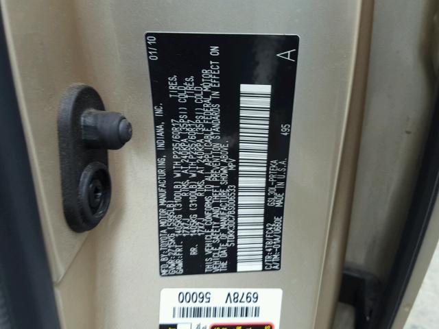 5TDKK3DC7BS006533 - 2011 TOYOTA SIENNA LE GOLD photo 10