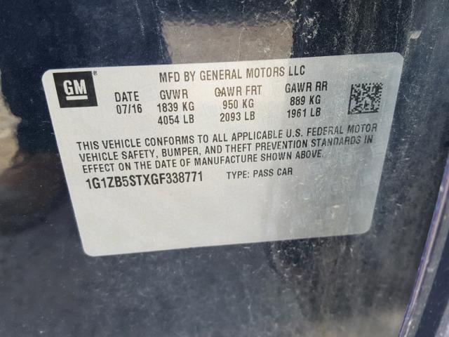 1G1ZB5STXGF338771 - 2016 CHEVROLET MALIBU LS 蓝色 照片 10