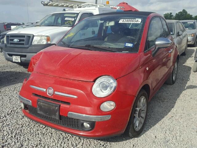 3C3CFFER7CT109217 - 2012 FIAT 500 LOUNGE RED photo 2