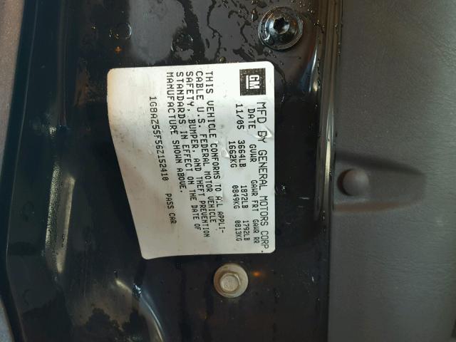 1G8AZ55F56Z152410 - 2006 SATURN ION LEVEL SILVER photo 10