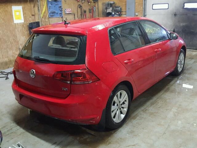 3VW2A7AU0FM015455 - 2015 VOLKSWAGEN GOLF TDI RED photo 4