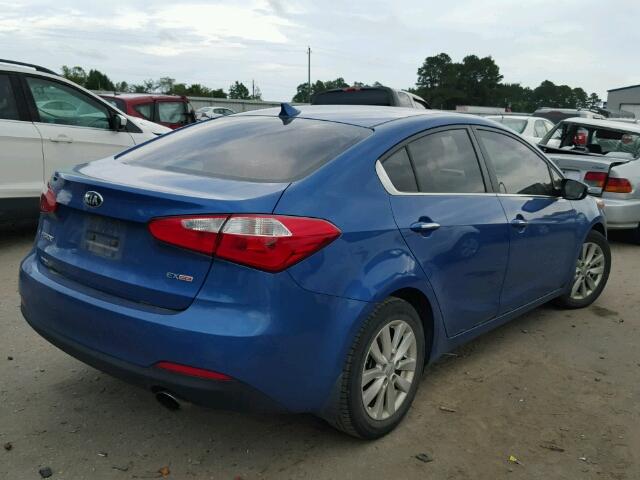 KNAFX4A87F5267078 - 2015 KIA FORTE EX BLUE photo 4