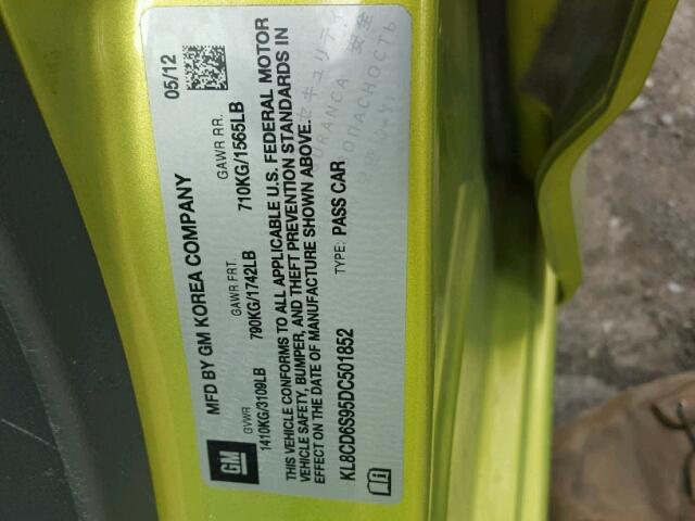 KL8CD6S95DC501852 - 2013 CHEVROLET SPARK 1LT Зеленый фото 10