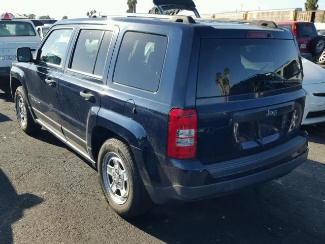 1C4NJPBB3ED685007 - 2014 JEEP PATRIOT SP BLUE photo 3