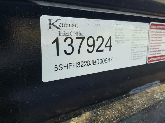 5SHFH3228JB000647 - 2018 KAUFMAN TRAILER BLACK photo 10