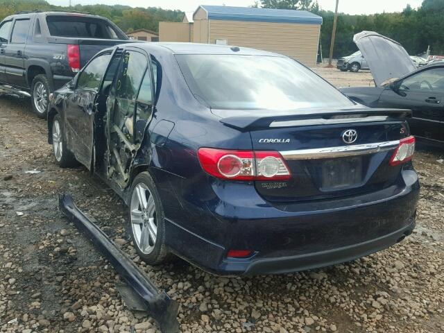 2T1BU4EE5DC086958 - 2013 TOYOTA COROLLA BA BLUE photo 3