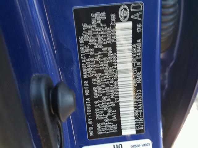 2T1BURHE1GC744885 - 2016 TOYOTA COROLLA L BLUE photo 10