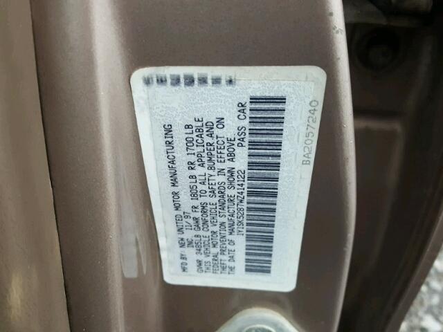 1Y1SK5287WZ414122 - 1998 CHEVROLET GEO PRIZM 灰色 照片 10