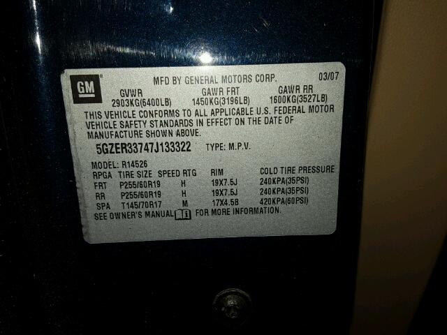 5GZER33747J133322 - 2007 SATURN OUTLOOK SP ლურჯი ფოტო 10