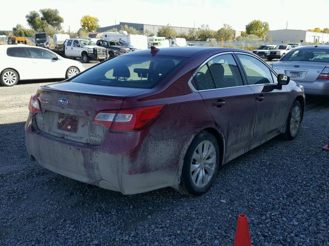 4S3BNAD64H3024066 - 2017 SUBARU LEGACY 2.5 RED photo 4