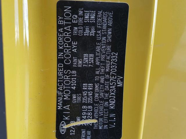 KNDJX3A57E7037332 - 2014 KIA SOUL ! YELLOW photo 10