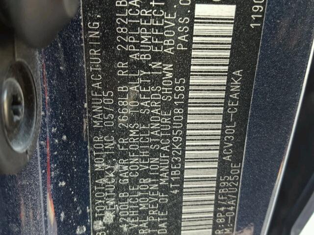 4T1BE32K95U081585 - 2005 TOYOTA CAMRY LE 蓝色 照片 10