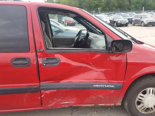 1GNDX03E91D281074 - 2001 CHEVROLET VENTURE RED photo 9