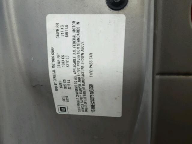 1G1NE52JXY6106550 - 2000 CHEVROLET MALIBU LS ნაცრისფერი ფოტო 10