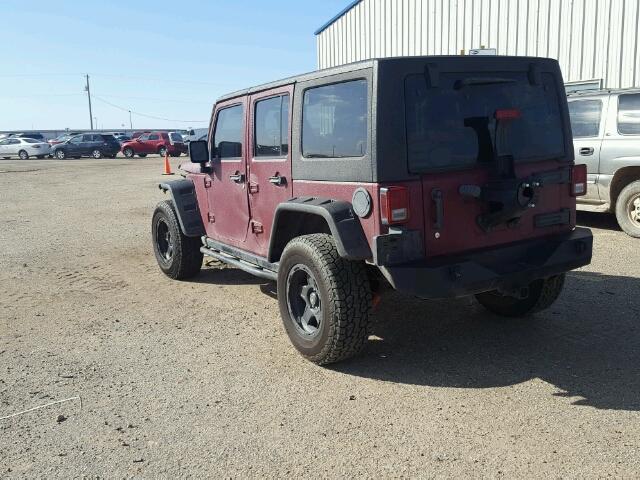 1J4BA6H15BL547458 - 2011 JEEP WRANGLER U MAROON photo 3