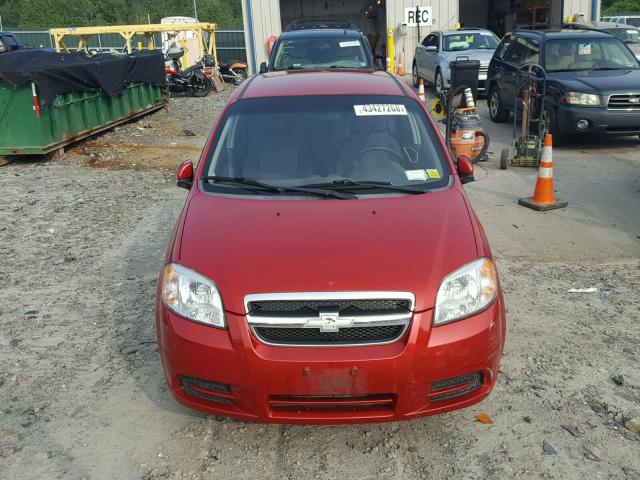 KL1TD5DE9BB167539 - 2011 CHEVROLET AVEO LS RED photo 9