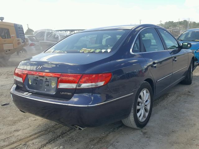 KMHFC46F16A125317 - 2006 HYUNDAI AZERA SE BLUE photo 4