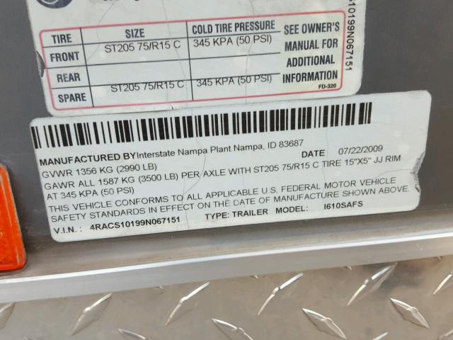 4RACS10199N067151 - 2009 INTERNATIONAL ALL MODELS Сұр фото 10