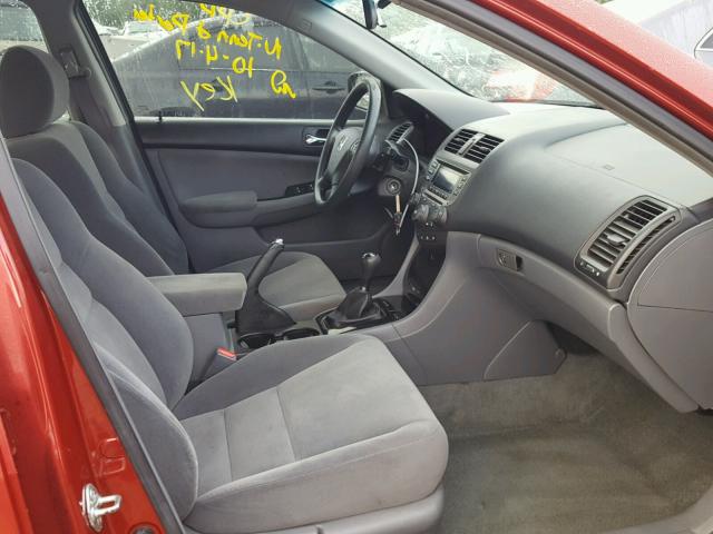 1HGCM55397A124968 - 2007 HONDA ACCORD RED photo 5