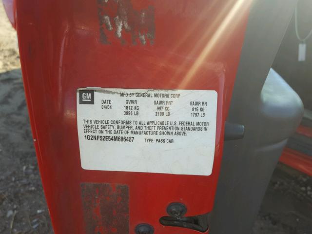 1G2NF52E54M686467 - 2004 PONTIAC GRAND AM S 红色 照片 10