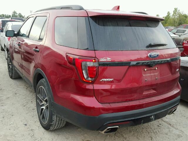 1FM5K8GT5GGB86209 - 2016 FORD EXPLORER RED photo 3