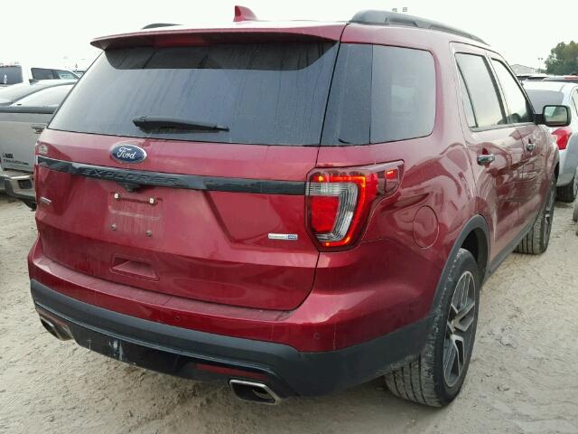 1FM5K8GT5GGB86209 - 2016 FORD EXPLORER RED photo 4