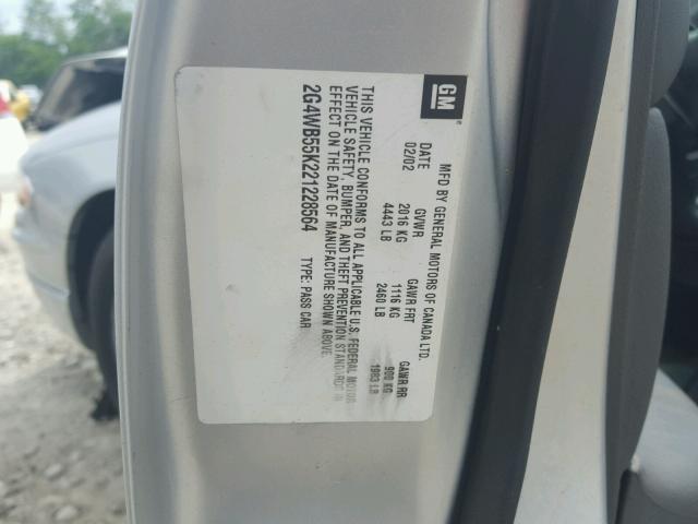 2G4WB55K221228564 - 2002 BUICK REGAL LS SILVER photo 10