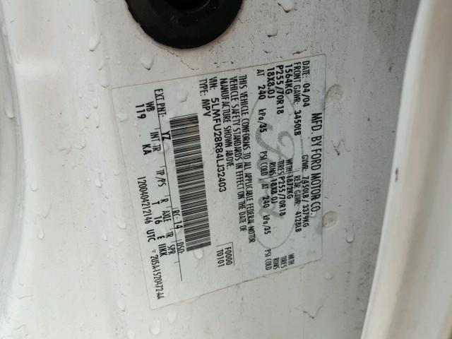 5LMFU28R84LJ32403 - 2004 LINCOLN NAVIGATOR Weiß Foto 10