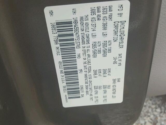 1A8HW58247F515703 - 2007 CHRYSLER ASPEN LIMI GOLD photo 10