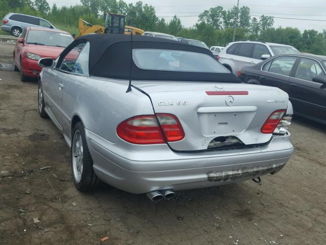 WDBLK74G72T105643 - 2002 MERCEDES-BENZ CLK 55 AMG SILVER photo 3