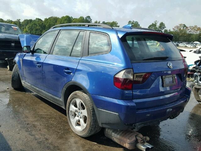 WBXPC93487WF14894 - 2007 BMW X3 3.0SI BLUE photo 3