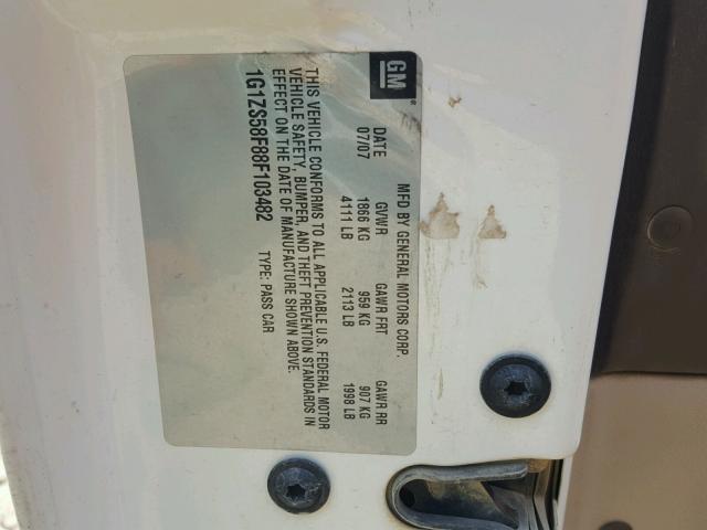 1G1ZS58F88F103482 - 2008 CHEVROLET MALIBU LS თეთრი ფოტო 10