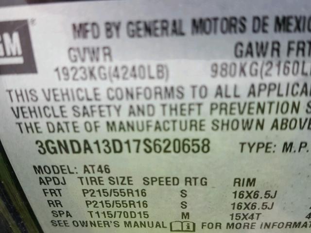 3GNDA13D17S620658 - 2007 CHEVROLET HHR LS 黑色 照片 10