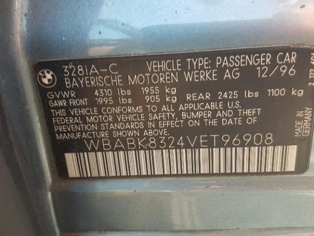 WBABK8324VET96908 - 1997 BMW 328 IC AUT GREEN photo 10