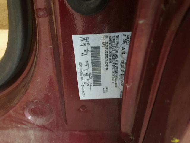 5LMFU28R24LJ08694 - 2004 LINCOLN NAVIGATOR Czerwony zdjęcie 10