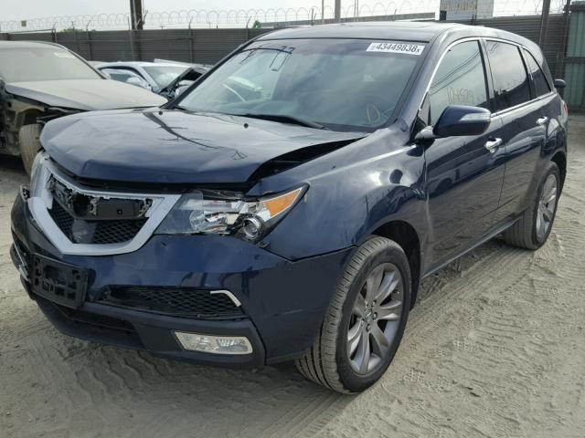 2HNYD2H52BH543765 - 2011 ACURA MDX ADVANC BLUE photo 2