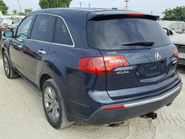 2HNYD2H52BH543765 - 2011 ACURA MDX ADVANC BLUE photo 3
